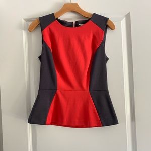 Coral and Grey Peplum Halogen Top size S